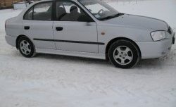 4 099 р. Пороги накладки Style  Hyundai Accent  седан ТагАЗ (2001-2012) (Неокрашенные)  с доставкой в г. Тольятти. Увеличить фотографию 3