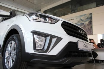 5 649 р. Накладка на передний бампер АвтоКрат Hyundai Creta GS рестайлинг (2019-2021) (Неокрашенная)  с доставкой в г. Тольятти. Увеличить фотографию 2