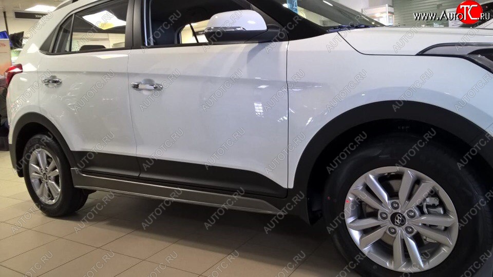 7 349 р. Пластиковые пороги АвтоКрат Hyundai Creta GS рестайлинг (2019-2021) (Неокрашенные)  с доставкой в г. Тольятти