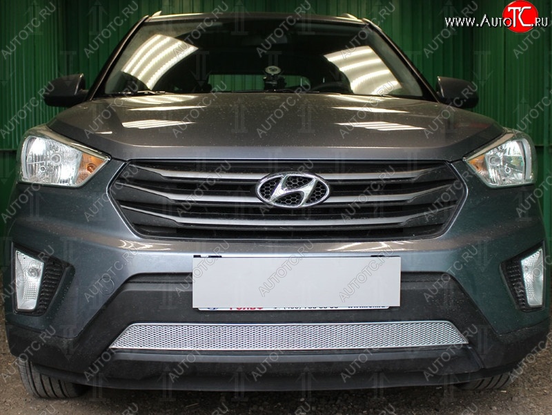 1 539 р. Защитная сетка на бампер Russtal (хром)  Hyundai Creta  GS (2015-2021) дорестайлинг, рестайлинг  с доставкой в г. Тольятти