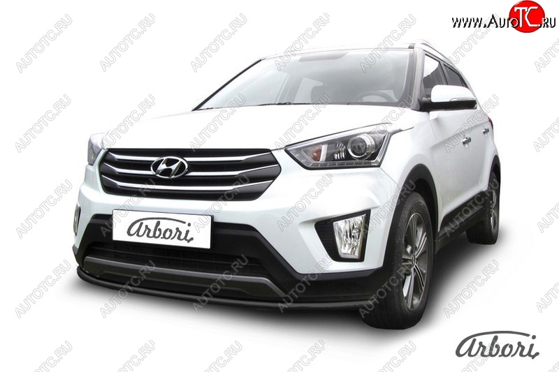 5 399 р. Защита переднего бампера Arbori (черная, 1 труба d42 mm). Hyundai Creta GS рестайлинг (2019-2021)  с доставкой в г. Тольятти