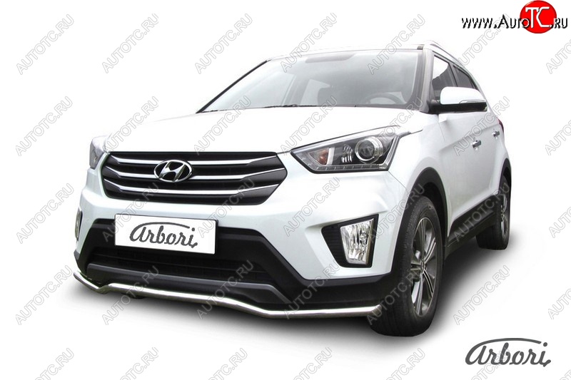 4 799 р. Защита переднего бампера Arbori (волна, нержавейка, 1 труба d42 mm). Hyundai Creta GS рестайлинг (2019-2021)  с доставкой в г. Тольятти