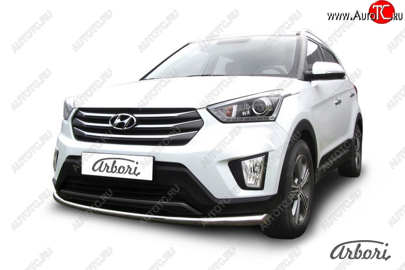 4 899 р. Защита переднего бампера Arbori (нержавейка, 1 труба d57 mm). Hyundai Creta GS рестайлинг (2019-2021)  с доставкой в г. Тольятти