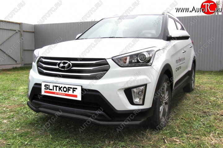 8 849 р. Защита переднего бампер из трубы d57 Slitkoff (волна) Hyundai Creta GS рестайлинг (2019-2021) (Цвет: серебристый)  с доставкой в г. Тольятти