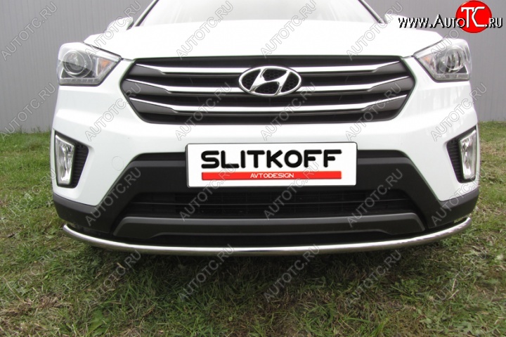 10 749 р. Одинарная защита переднего бампера диаметром 42 мм Slitkoff Hyundai Creta GS рестайлинг (2019-2021) (Нержавейка, Полированная)  с доставкой в г. Тольятти