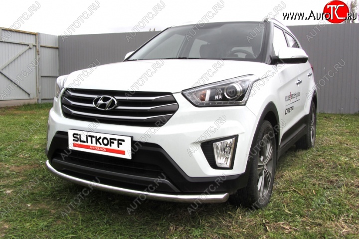 11 799 р. Одинарная защита переднего бампера диаметром 57 мм Slitkoff Hyundai Creta GS рестайлинг (2019-2021) (Нержавейка, Полированная)  с доставкой в г. Тольятти