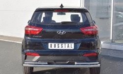 16 699 р. Защита заднего бампера (2 трубы Ø63 и 42 мм, нержавейка) SLITKOFF  Hyundai Creta  GS (2015-2021) дорестайлинг, рестайлинг  с доставкой в г. Тольятти. Увеличить фотографию 1