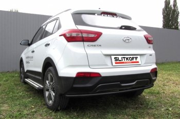 Защита заднего бампера из трубы d42 Slitkoff (радиусная) Hyundai Creta GS дорестайлинг (2015-2019)