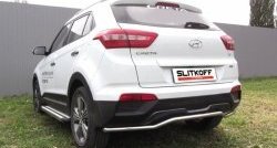 10 999 р. Защита заднего бампера из изогнутой трубы диаметром 42 мм Slitkoff  Hyundai Creta  GS (2015-2021) дорестайлинг, рестайлинг (Нержавейка, Полированная)  с доставкой в г. Тольятти. Увеличить фотографию 1