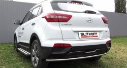 8 999 р. Защита заднего бампера из трубы диаметром 42 мм Slitkoff  Hyundai Creta  GS (2015-2021) дорестайлинг, рестайлинг (Нержавейка, Полированная)  с доставкой в г. Тольятти. Увеличить фотографию 1