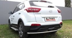 10 299 р. Защита заднего бампера из трубы диаметром 57 мм Slitkoff  Hyundai Creta  GS (2015-2021) дорестайлинг, рестайлинг (Нержавейка, Полированная)  с доставкой в г. Тольятти. Увеличить фотографию 1