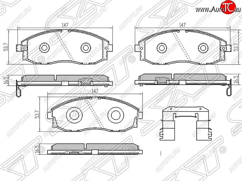 1 559 р. Колодки тормозные SAT (передние) Hyundai Porter HR (2005-2018)  с доставкой в г. Тольятти