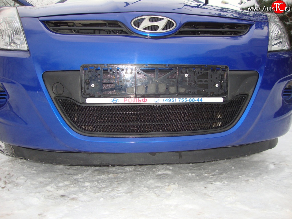 1 469 р. Сетка на бампер Russtal (черная) Hyundai i20 PB хэтчбэк дорестайлинг (2008-2012)  с доставкой в г. Тольятти