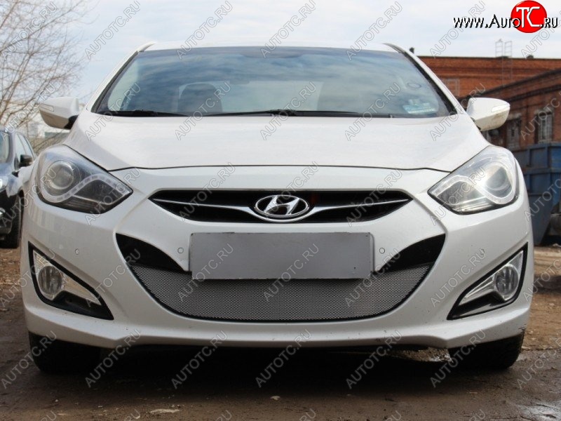 1 539 р. Защитная сетка на бампер Russtal (хром) Hyundai I40 1 VF дорестайлинг седан (2011-2015)  с доставкой в г. Тольятти