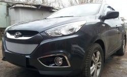 2 199 р. Сетка на бампер Russtal (хром) Hyundai IX35 LM дорестайлинг (2009-2013)  с доставкой в г. Тольятти. Увеличить фотографию 2