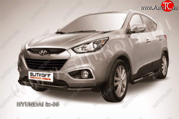 10 299 р. Защита переднего бампера из труб d57+d42 Slitkoff Hyundai IX35 LM дорестайлинг (2009-2013) (Цвет: серебристый)  с доставкой в г. Тольятти