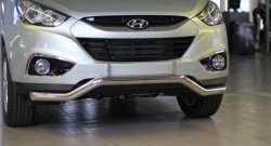 11 849 р. Фигурная защита переднего бампера диаметром 63 мм Petroil Tuning Hyundai IX35 LM дорестайлинг (2009-2013) (Нержавеющая полированная сталь)  с доставкой в г. Тольятти. Увеличить фотографию 2