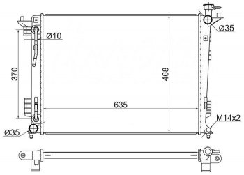 Радиатор двигателя (трубчатый, 2.0/2.4, МКПП/АКПП) SAT Hyundai Tucson LM (2010-2017)