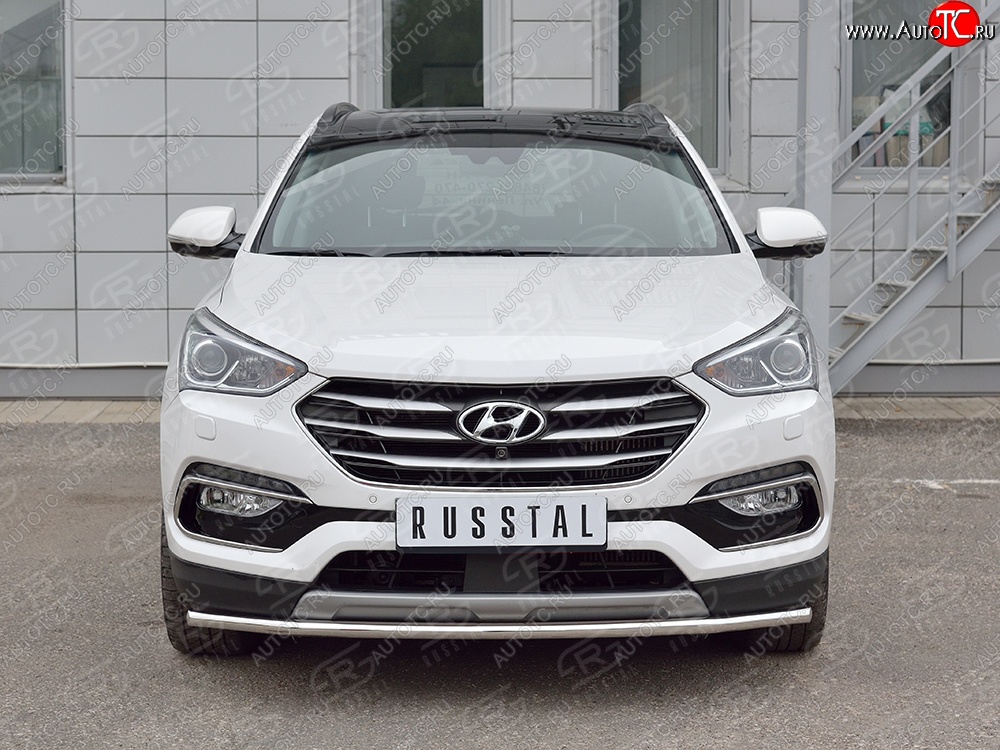 13 949 р. Защита переднего бампера (Ø42 мм, нержавейка, Premium) SLITKOFF Hyundai Santa Fe DM рестайлинг (2015-2019)  с доставкой в г. Тольятти