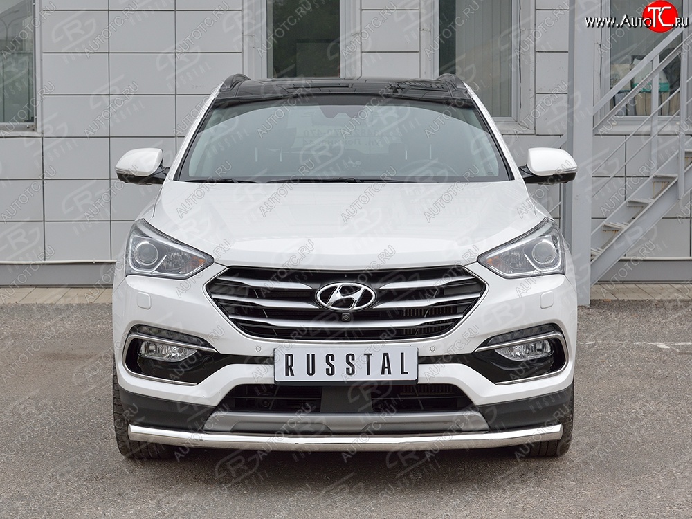 15 999 р. Защита переднего бампера (Ø63 мм, нержавейка, Premium) SLITKOFF Hyundai Santa Fe DM рестайлинг (2015-2019)  с доставкой в г. Тольятти