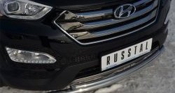 17 999 р. Защита переднего бампера (2 трубыØ63 и 42 мм, нержавейка) SLITKOFF Hyundai Santa Fe DM дорестайлинг (2012-2016)  с доставкой в г. Тольятти. Увеличить фотографию 2