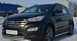 17 999 р. Защита переднего бампера (2 трубыØ63 и 42 мм, нержавейка) SLITKOFF Hyundai Santa Fe DM дорестайлинг (2012-2016)  с доставкой в г. Тольятти. Увеличить фотографию 4