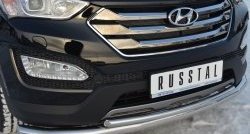 17 999 р. Защита переднего бампера (2 трубыØ76 и 42 мм, нержавейка) SLITKOFF Hyundai Santa Fe DM дорестайлинг (2012-2016)  с доставкой в г. Тольятти. Увеличить фотографию 2