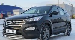 17 999 р. Защита переднего бампера (2 трубыØ76 и 42 мм, нержавейка) SLITKOFF Hyundai Santa Fe DM дорестайлинг (2012-2016)  с доставкой в г. Тольятти. Увеличить фотографию 4