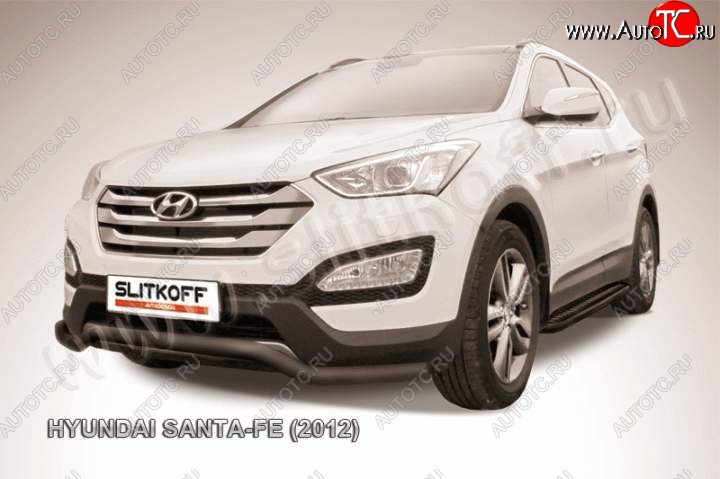 10 849 р. Защита переднего бампера из трубы d57 Slitkoff Hyundai Santa Fe DM дорестайлинг (2012-2016) (Цвет: серебристый)  с доставкой в г. Тольятти