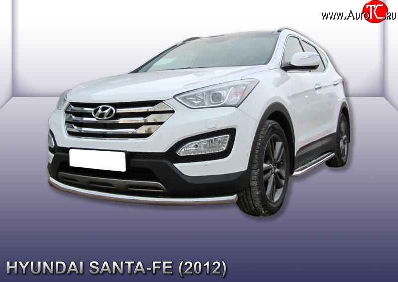 12 299 р. Одинарная защита переднего бампера из трубы диаметром 57 мм Slitkoff Hyundai Santa Fe DM дорестайлинг (2012-2016) (Нержавейка, Полированная)  с доставкой в г. Тольятти