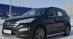 14 849 р. Защита порогов из круглой трубы диаметром 63 мм Russtal Hyundai Santa Fe DM дорестайлинг (2012-2016) (Защита порогов с со скосами на торцах (вариант 1))  с доставкой в г. Тольятти. Увеличить фотографию 9