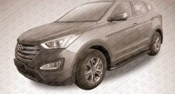 13 349 р. Алюминиевые пороги Slitkoff Optima Black Hyundai Santa Fe DM дорестайлинг (2012-2016)  с доставкой в г. Тольятти. Увеличить фотографию 2