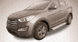 19 449 р. Алюминиевые пороги Slitkoff Optima Silver Hyundai Santa Fe DM дорестайлинг (2012-2016)  с доставкой в г. Тольятти. Увеличить фотографию 2