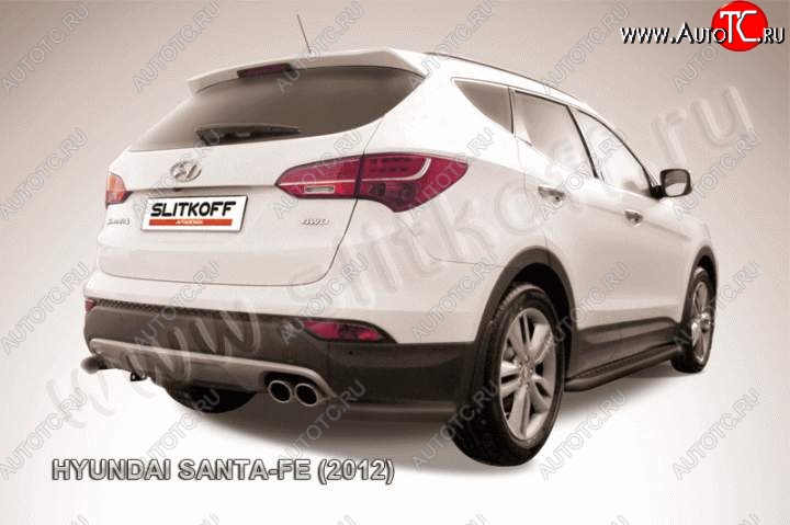 8 599 р. Защита заднего бампера из уголков d57 Slitkoff Hyundai Santa Fe DM дорестайлинг (2012-2016) (Цвет: серебристый)  с доставкой в г. Тольятти