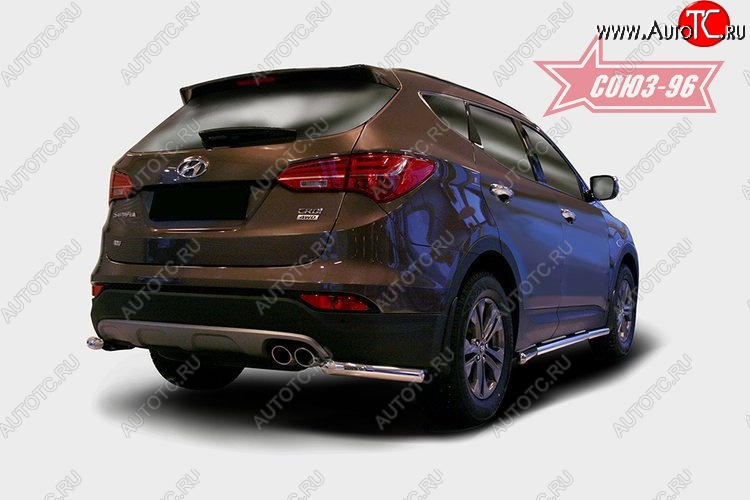 9 539 р. Защита заднего бампера из боковых уголков Souz-96 (d60) Hyundai Santa Fe DM дорестайлинг (2012-2016)  с доставкой в г. Тольятти