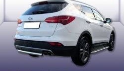 10 699 р. Защита заднего бампера из короткой трубы диаметром 57 мм Slitkoff  Hyundai Santa Fe  DM (2012-2016) дорестайлинг (Нержавейка, Полированная)  с доставкой в г. Тольятти. Увеличить фотографию 1