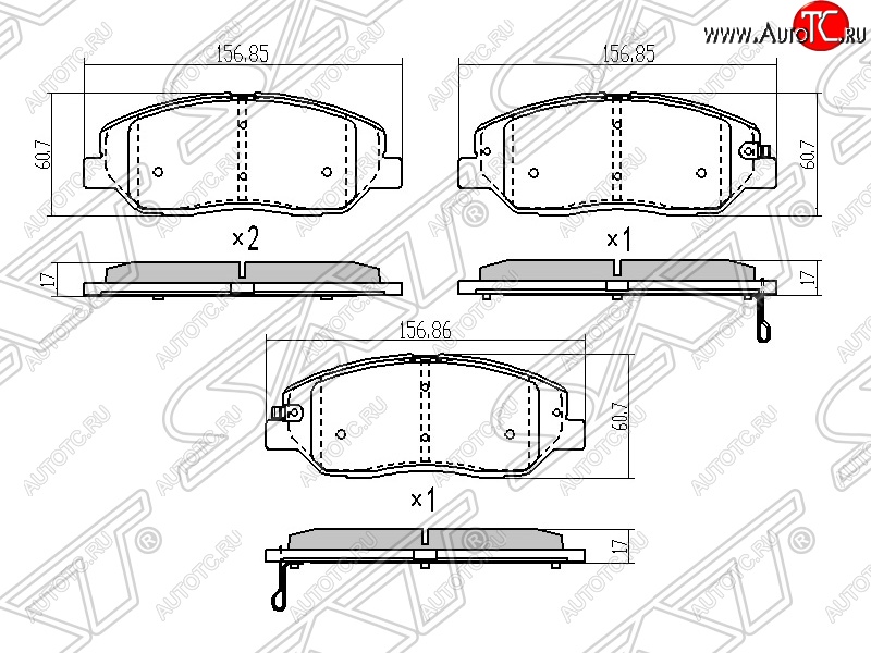 1 199 р. Колодки тормозные SAT (передние) KIA Sorento XM рестайлинг (2012-2015)  с доставкой в г. Тольятти