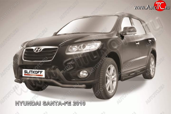 9 399 р. Защита переднего бампера из трубы d57 Slitkoff (волна) Hyundai Santa Fe CM рестайлинг (2009-2012) (Цвет: серебристый)  с доставкой в г. Тольятти