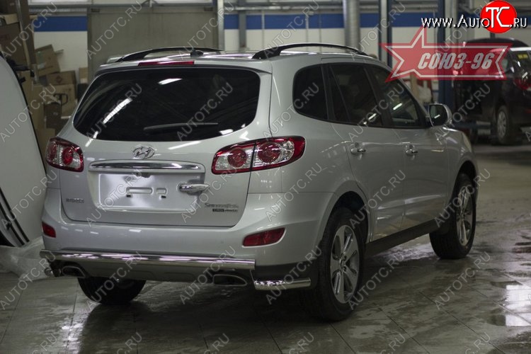 11 744 р. Защита заднего бампера рестайлинг Souz-96 (d60) Hyundai Santa Fe CM рестайлинг (2009-2012)  с доставкой в г. Тольятти