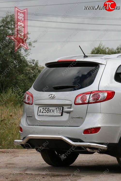 11 159 р. Защита заднего бампера Souz-96 (d60) Hyundai Santa Fe CM рестайлинг (2009-2012)  с доставкой в г. Тольятти