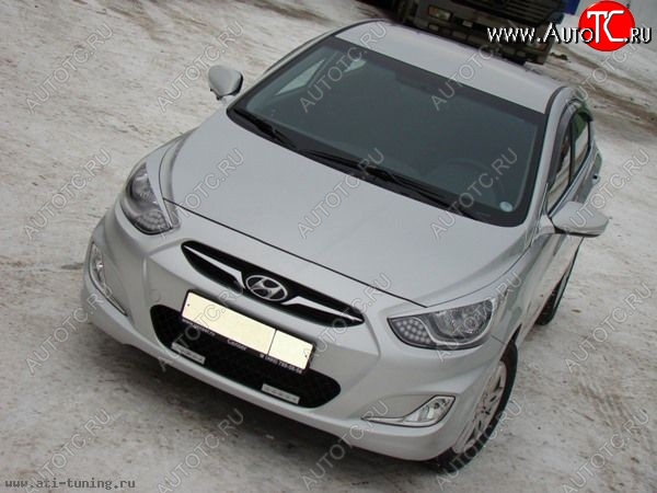 1 149 р. Реснички MV Hyundai Solaris RBr седан дорестайлинг (2010-2014) (Неокрашенные)  с доставкой в г. Тольятти