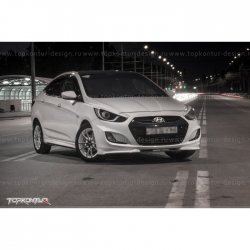 2 899 р. Накладка на передний бампер TopKontur Design v2 Hyundai Solaris RBr седан дорестайлинг (2010-2014) (Неокрашенная)  с доставкой в г. Тольятти. Увеличить фотографию 12