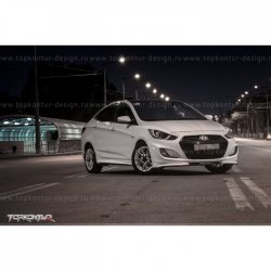 2 899 р. Накладка на передний бампер TopKontur Design v2 Hyundai Solaris RBr седан дорестайлинг (2010-2014) (Неокрашенная)  с доставкой в г. Тольятти. Увеличить фотографию 13