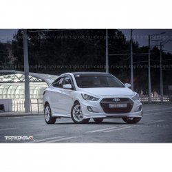 2 899 р. Накладка на передний бампер TopKontur Design v2 Hyundai Solaris RBr седан дорестайлинг (2010-2014) (Неокрашенная)  с доставкой в г. Тольятти. Увеличить фотографию 15