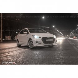 2 899 р. Накладка на передний бампер TopKontur Design v2 Hyundai Solaris RBr седан дорестайлинг (2010-2014) (Неокрашенная)  с доставкой в г. Тольятти. Увеличить фотографию 6