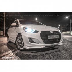 2 899 р. Накладка на передний бампер TopKontur Design v2 Hyundai Solaris RBr седан дорестайлинг (2010-2014) (Неокрашенная)  с доставкой в г. Тольятти. Увеличить фотографию 8