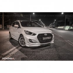 2 899 р. Накладка на передний бампер TopKontur Design v2 Hyundai Solaris RBr седан дорестайлинг (2010-2014) (Неокрашенная)  с доставкой в г. Тольятти. Увеличить фотографию 9