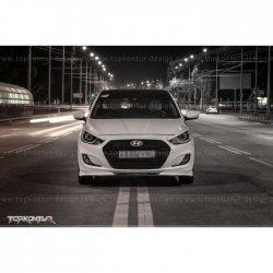 2 899 р. Накладка на передний бампер TopKontur Design v2 Hyundai Solaris RBr седан дорестайлинг (2010-2014) (Неокрашенная)  с доставкой в г. Тольятти. Увеличить фотографию 11