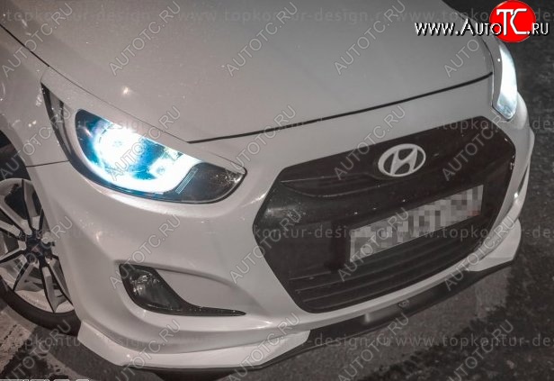 2 899 р. Накладка на передний бампер TopKontur Design v2 Hyundai Solaris RBr седан дорестайлинг (2010-2014) (Неокрашенная)  с доставкой в г. Тольятти