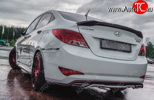 8 999 р. Накладка на задний бампер TopKontur Design Hyundai Solaris RBr седан дорестайлинг (2010-2014) (Неокрашенная)  с доставкой в г. Тольятти